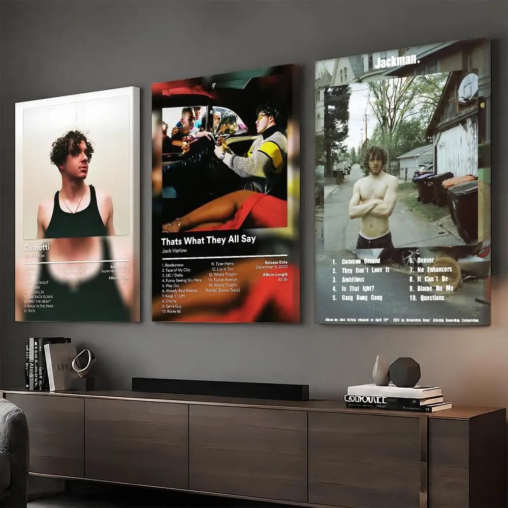 J-Jack Harlow Rapper Album Painting Calligraphy HD Modern Style Inner Frame Canvas Poster Bedroom Room Hallway Wall Art Decor