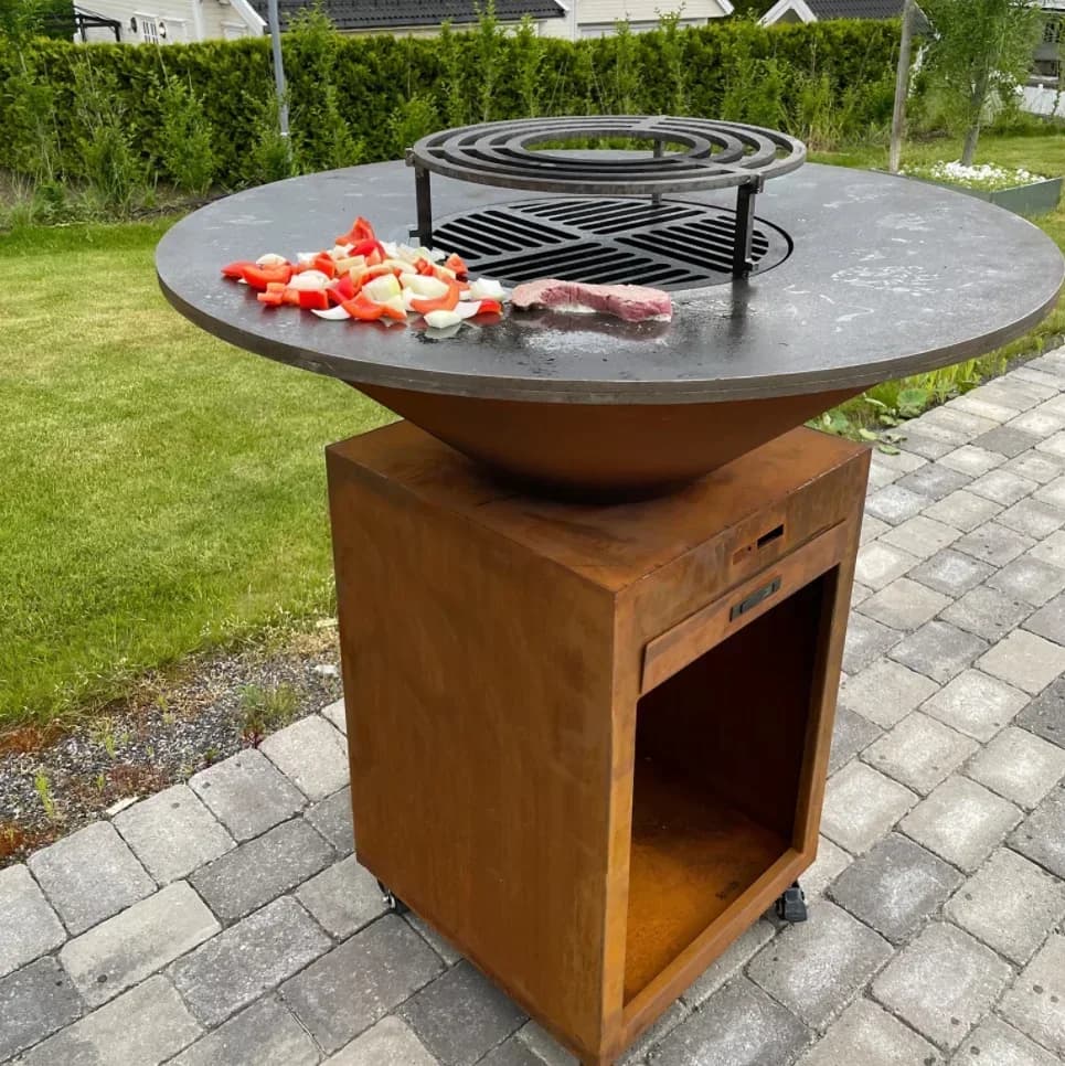 Fast Selling Rust Wooden BBQ Grill with 100CM Baking Tray Grill BBQ for Outdoor Cooking.HOT SALES
