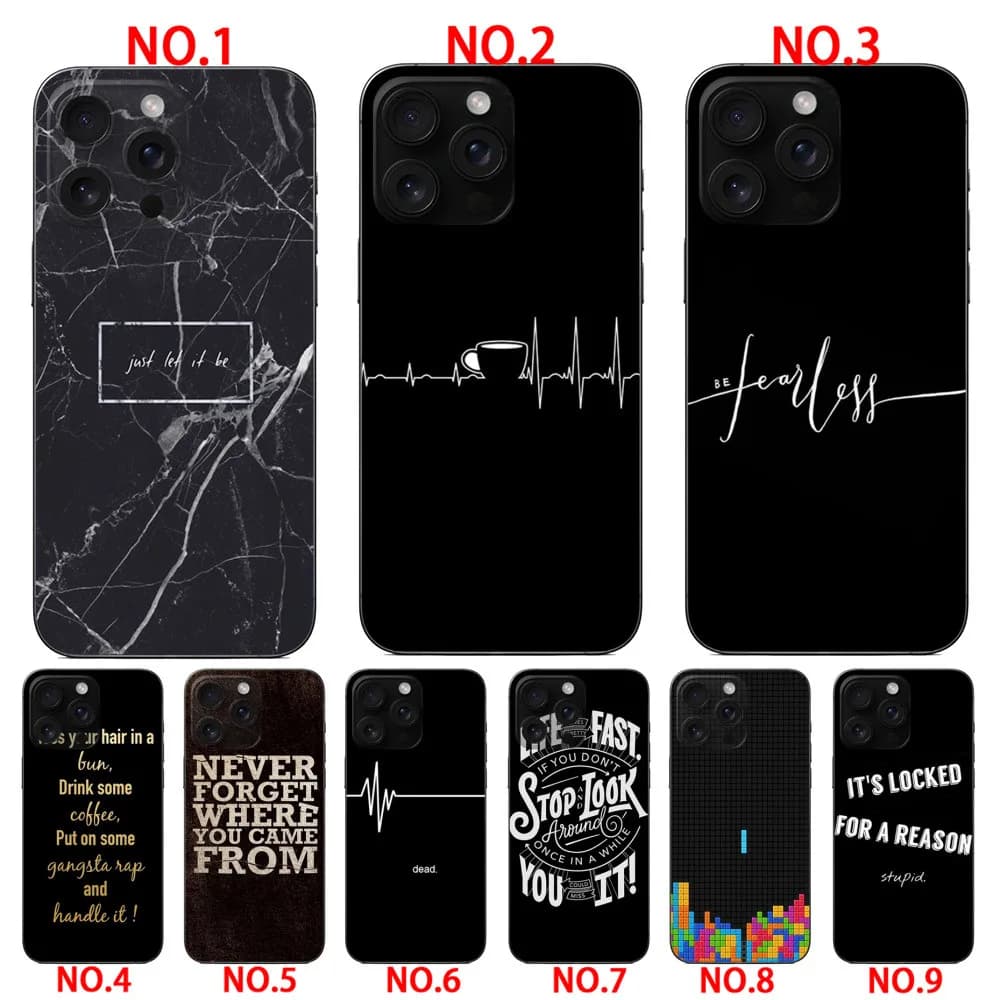 Black Word Pattern Coffee soft case  for iPhone 12 Pro 12 Pro Max 13 13 Mini 13 Pro 13 Pro Max