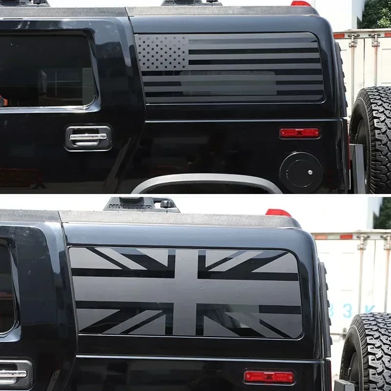 For Hummer H2 2003-2009 H3 2005-2009 Car Styling PVC Black/Red Car Rear Window Windshield Graphic Decal Sticker Car Accessories