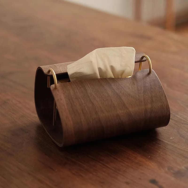 Modern simple and creative high-end wood grain tissue box household coffee table tissue storage creative pumping carton soft