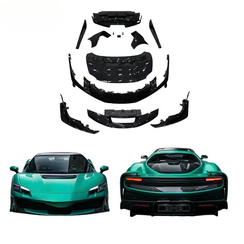 High Quality Dry Carbon Fiber Track Style Aero Body Kit With Lip Diffuser Side Skirts Rear Wing For 296 Exterior Tuning Parts