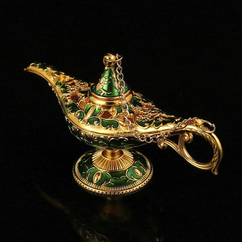 Colorful Metal Genie Magic Lamp Retro Home Decor Wishing Light Tabletop Ornament Russian Metal Wishing Lamp