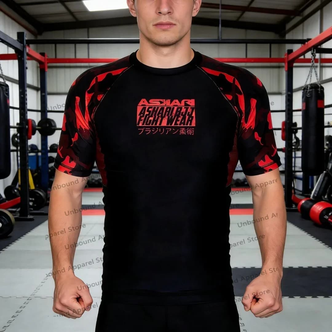 ASKARI Boxing Fighting Match Design 3D Men Fitness Short Sleeve T-shirt Breathable Sports Tees For Male Outdoor Trainning Tee