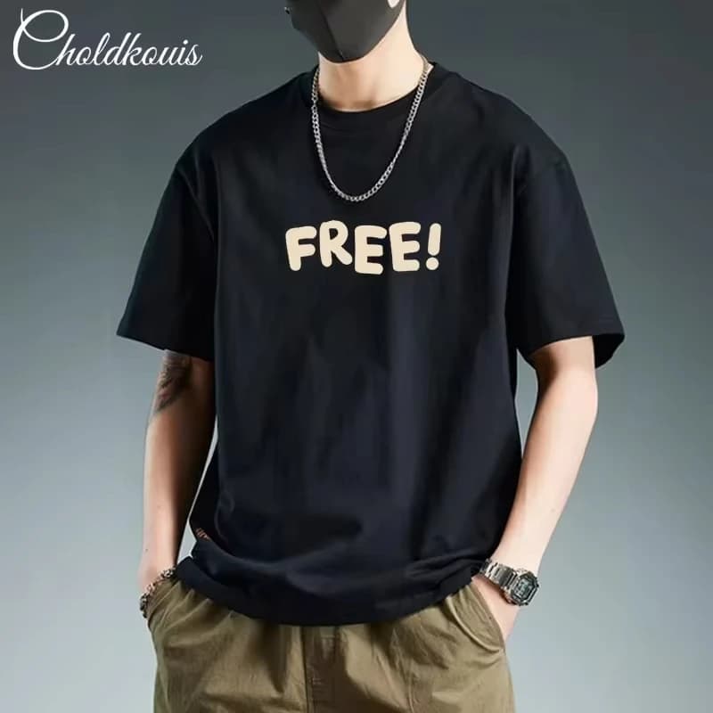 Heavy Duty Cotton Short Sleeve T-shirts Men's Summer New Fashion Casual Trendy O-neck Printed Loose T-shirts Male Clothes Tops
