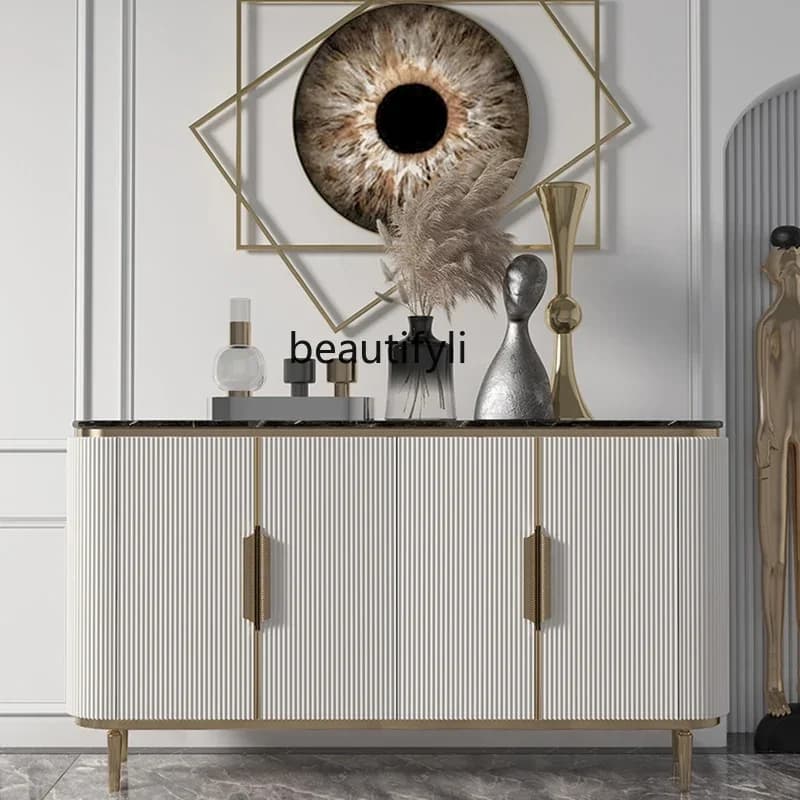 K185 Light Luxury Entrance Cabinet Household Entrance Hall Cabinet Sideboard Cabinet Hotel Living Room Marble Top Modern Minimal