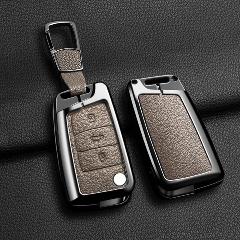 Leather Car Remote Key Case Fob Cover Protector Holder Shell For VW Volkswagen Golf 7 MK7 Tiguan MK2 T-roc T-cross Accessories