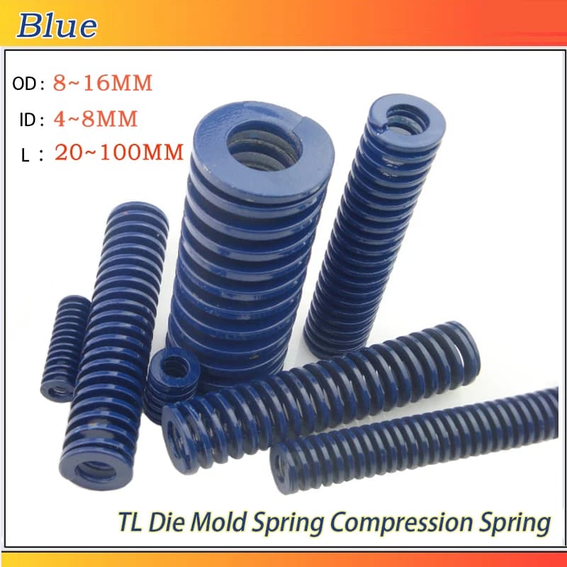 Blue Light Load TL Die Mold Springs Spiral Stamping Compression Spring Steel Die Spring OD:8~16mm ID4~8mm Length:20~100mm