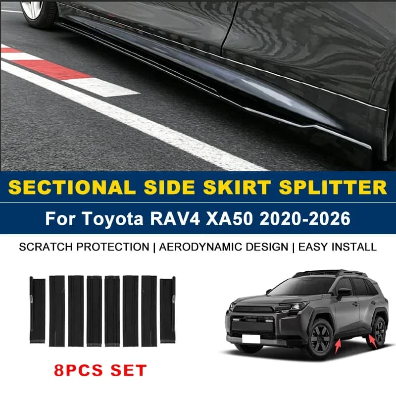 2m Sectional Side Skirt Extension Lips Side Spoiler, Car Exterior Modified Upgrade Kit For Toyota RAV4 XA50 2020-2026 2021 2022
