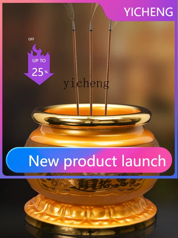 LYY  Buddha Supplies Daquan Incense Burner Offering Set Glazed God of Wealth Offering Buddha Front Wine Glass