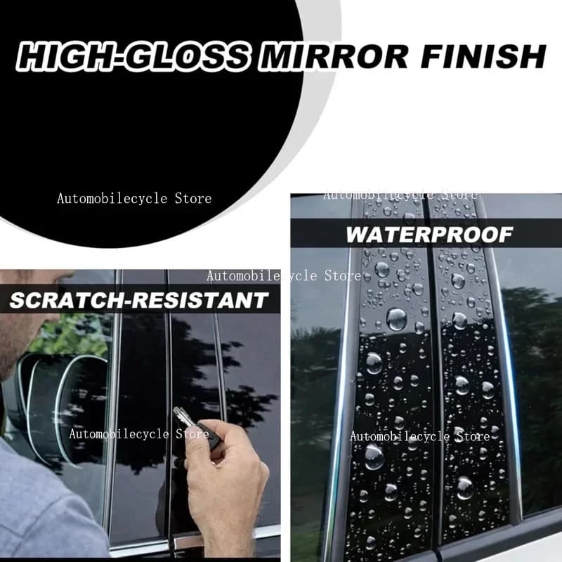 6PCS Glossy Black Pillar Posts Fit For Fit For Kia Sportage 2011 2012 2013 2014-2016Window Moulding B C Center Sticker Cover