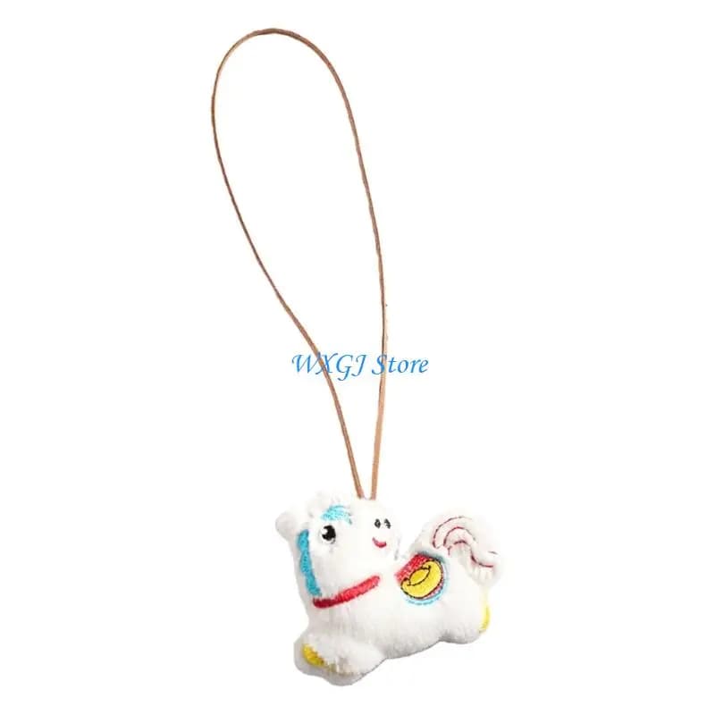 37JE Fashionable Bag Ornament Plush Horse Keychain New Year Festive Doll Pendant