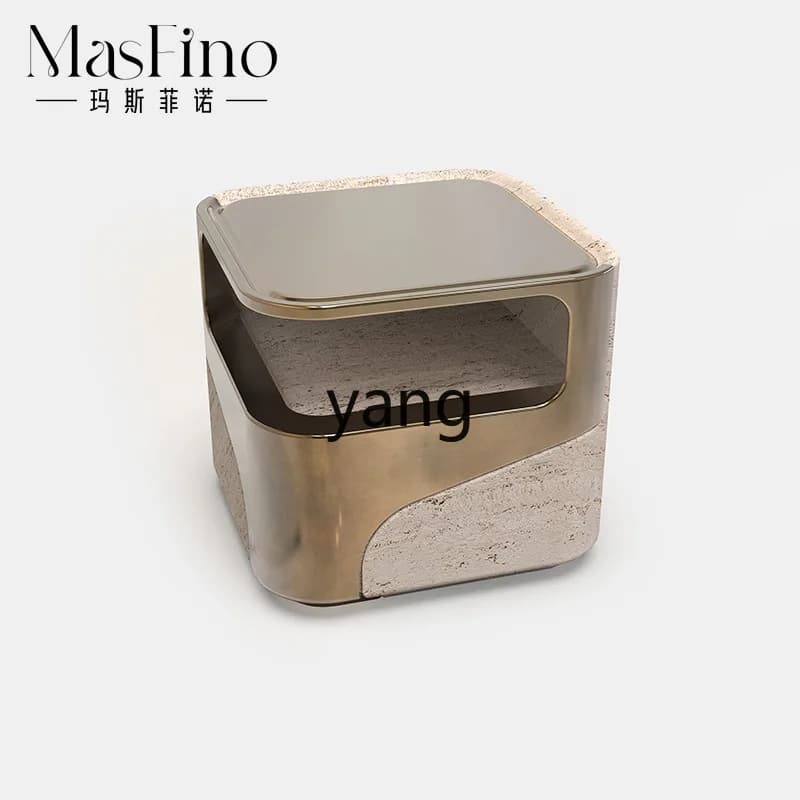 LHM   Modern Simple Marble Light Luxury Bedside Table Sofa Side Cabinet Creative Living Room Small Cabinet