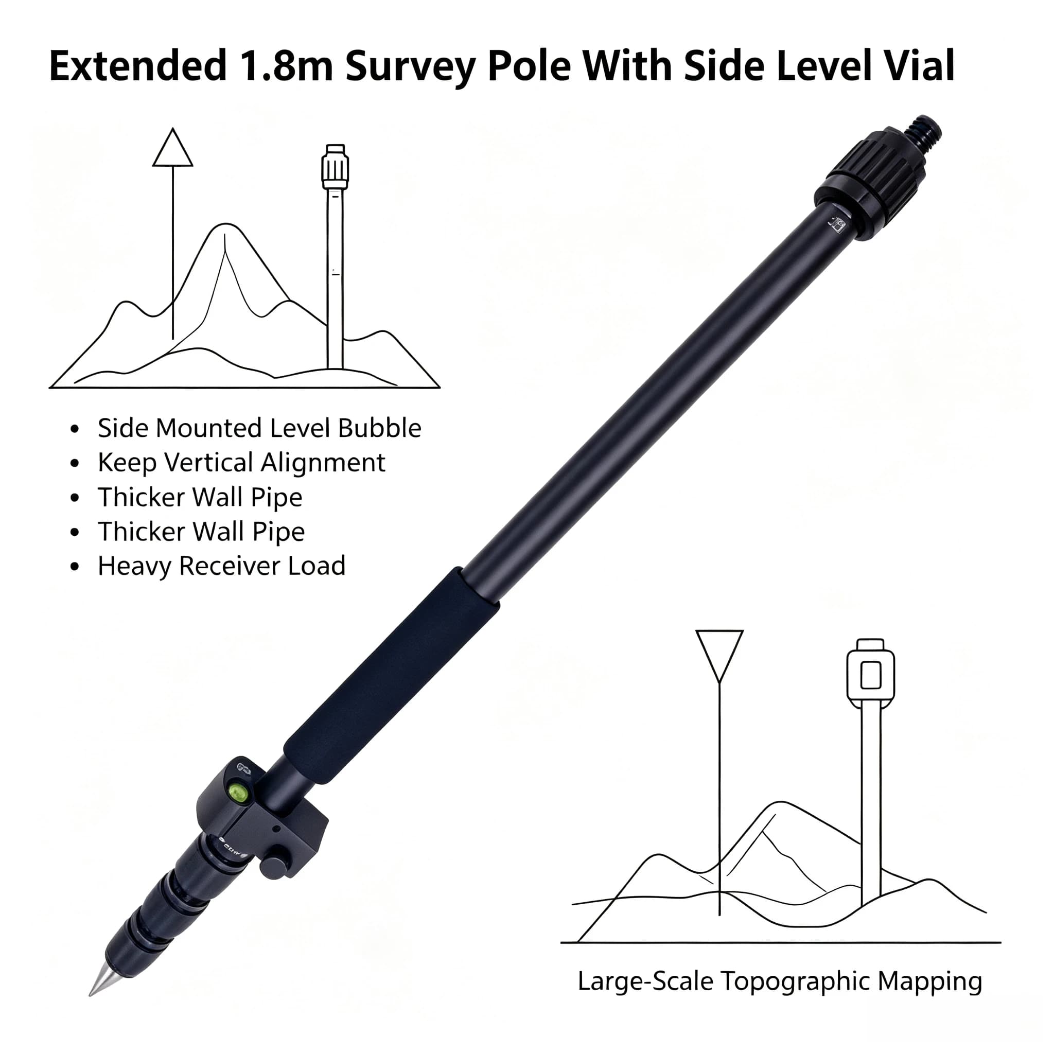 1.5M 1.8M Telescopic Centering Pole Portable RTK GPS Surveying Rod Aluminum Alloy Light Weight 1PCS