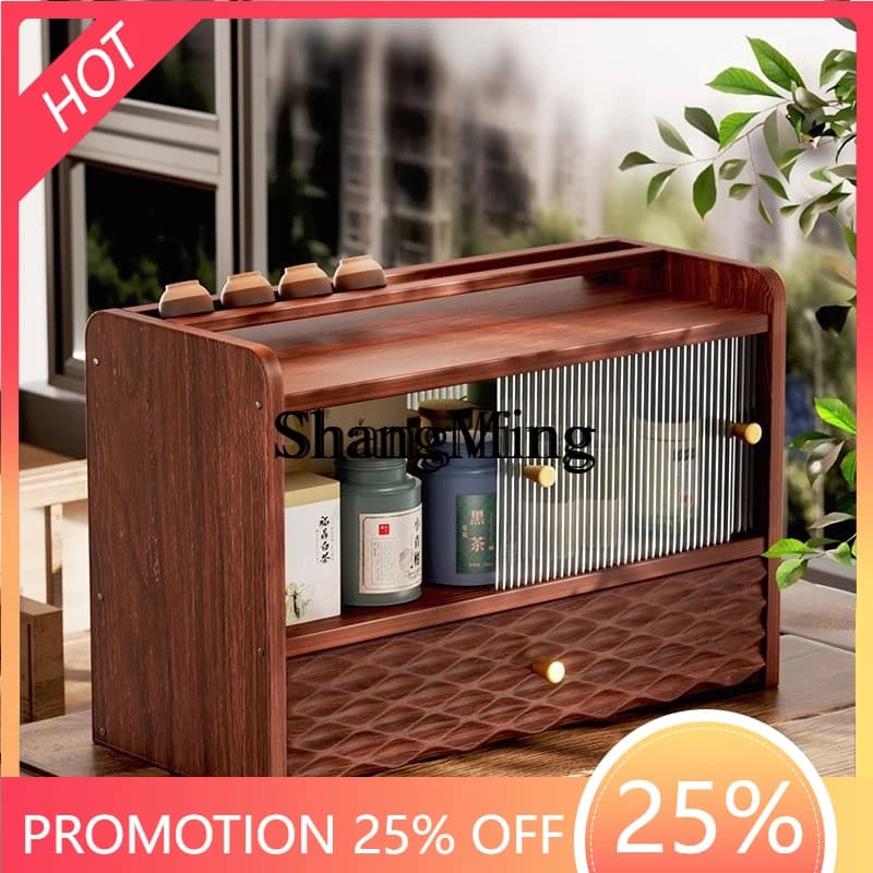 SM wood dust cup holder tea set storage cabinet kitchen desktop cup holder water cup multi-functional dining table rack