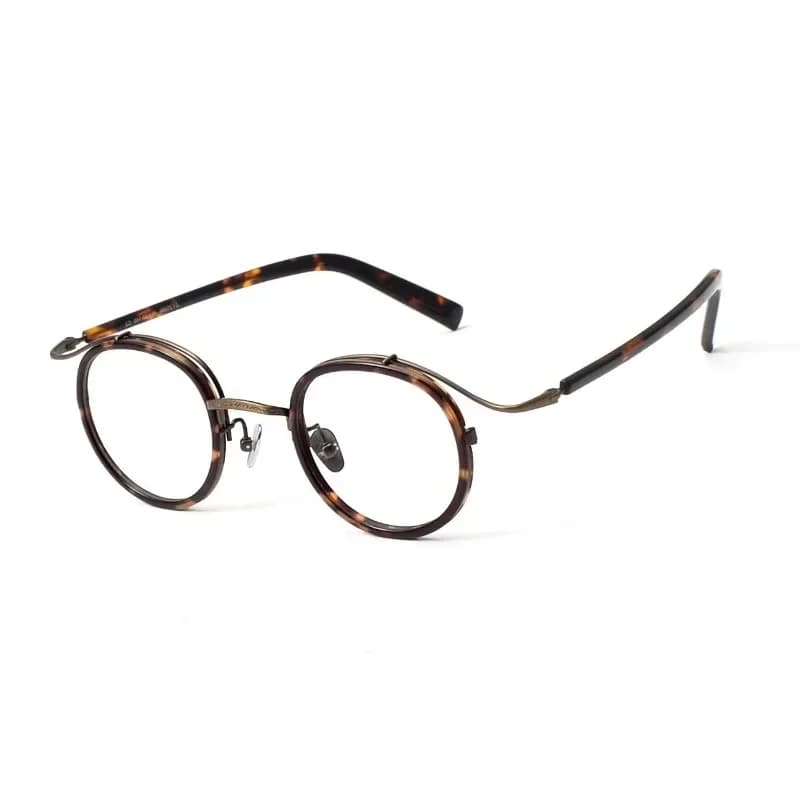 Pure Titanium Frame Retro Literature Anti-Blue Light Prescription Optical Glasses Gold Republic of China