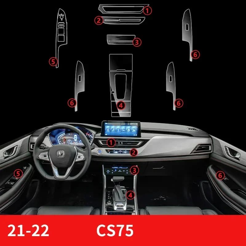Tpu Transparent Film for Changan CS75 2018-2023 Car Interior Protection Sticker Center Control Air Gear Shift Door Windows Panel