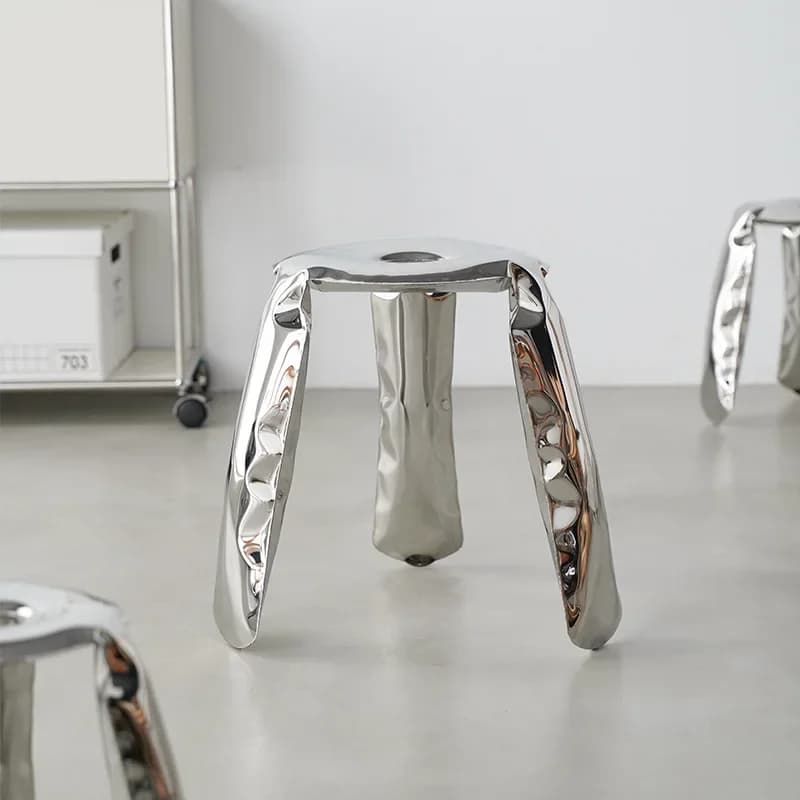 XX stainless steel balloon stool art metal tripod shoe changing low stool