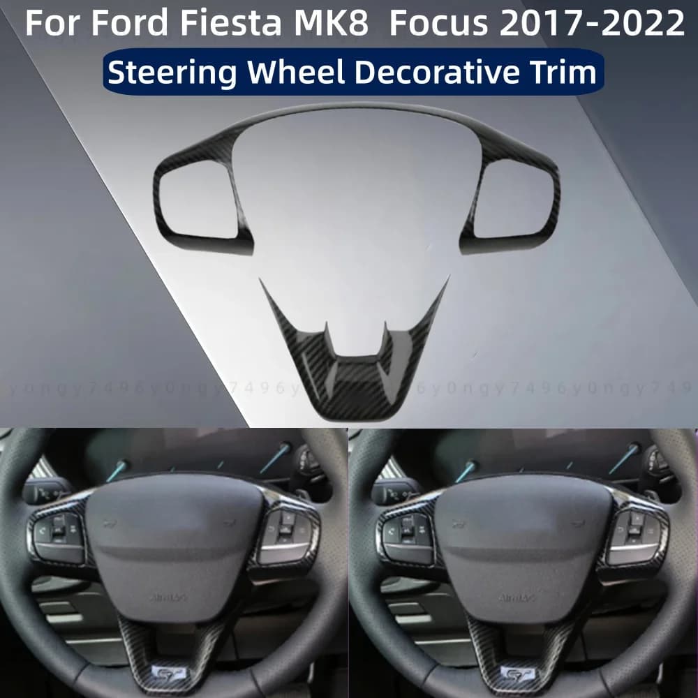 Car Stickers Styling Steering Wheel Decorative Trim For Ford Fiesta MK8 Focus 2017-2022 ABS Modification Decoration Accessories