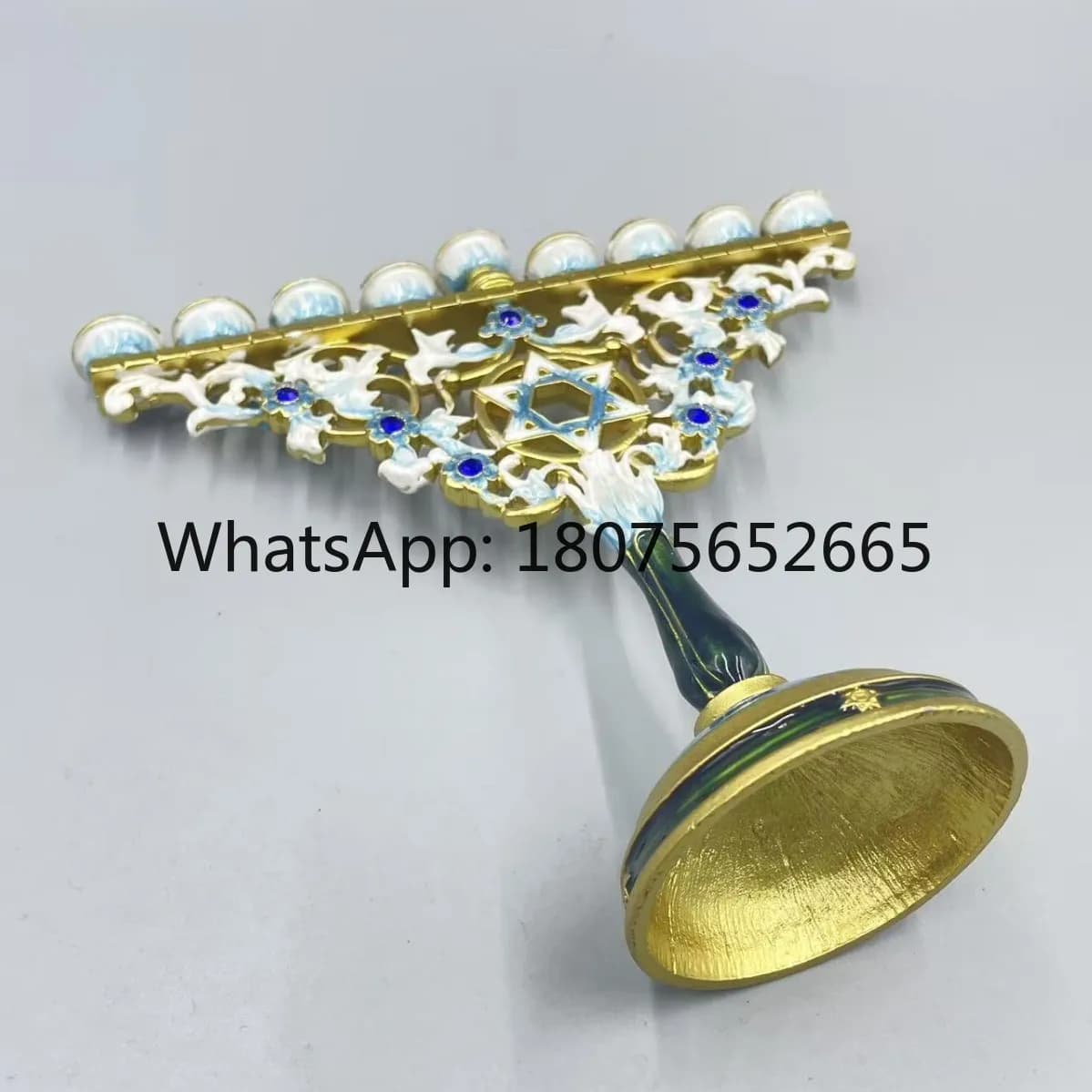 Nine-headed candlestick ornament enamel Israel Hanukkah candlestick holiday table decoration gift
