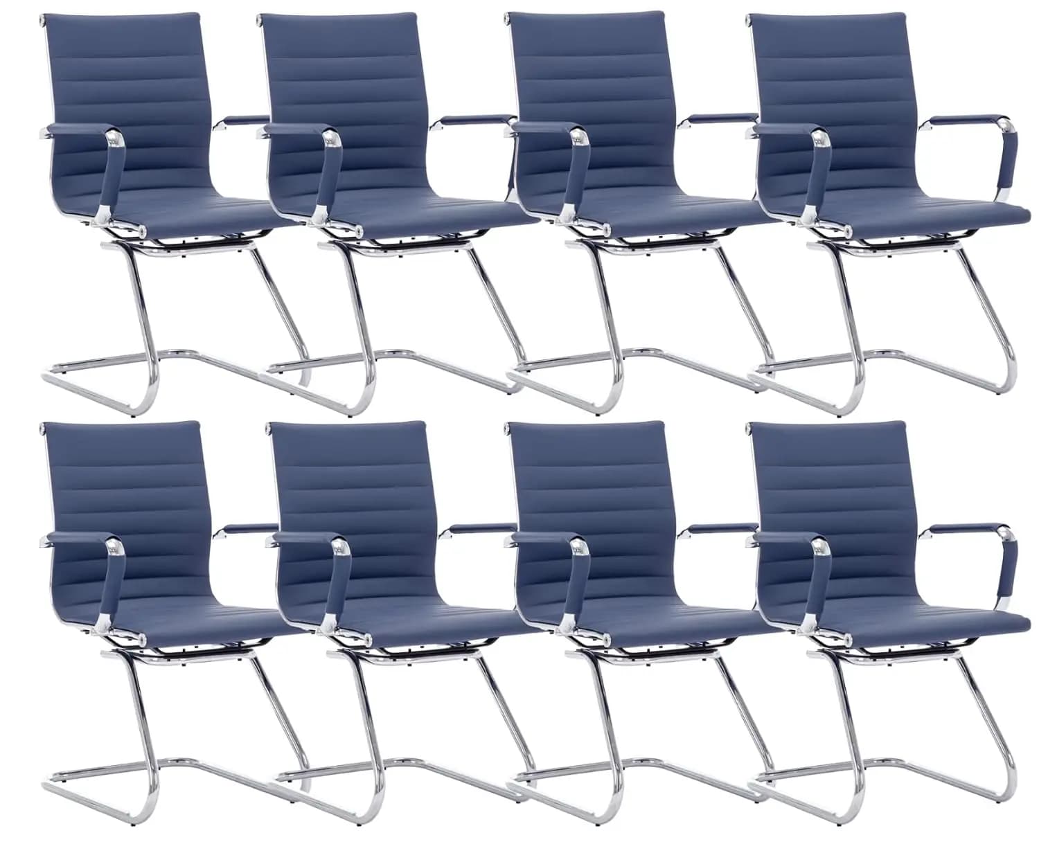 Waiting Room Chairs Leather Office Guest Chair Mid Back Reception Chairs with Sled Base for Meeting/Patient/Conference Room