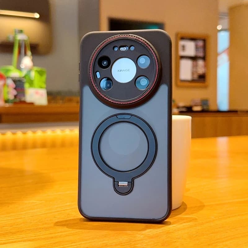 With Holder For HuaWei Mate 80 Pro Max Phone Case PC Hard Shell Protective Magnetic Wireless Charge Shockproof Back Cover