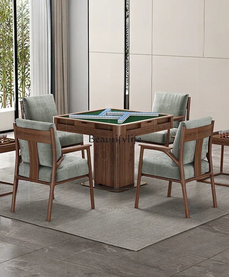 FGNew Chinese solid mahjong table North American black walnut automatic mahjong table electric mute