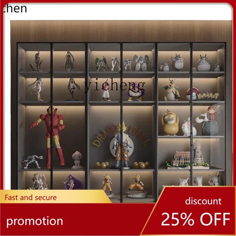 ZMLsolid wood glass door figure display cabinet blind box model display cabinet dust-proof bookcase