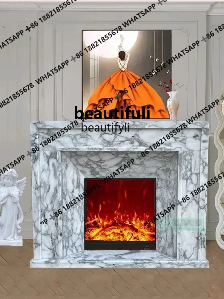 x1zMarble Mantelshelf Arabescato Interior Simple Background Wall Hallway French Modern Stone Curio Cabinet