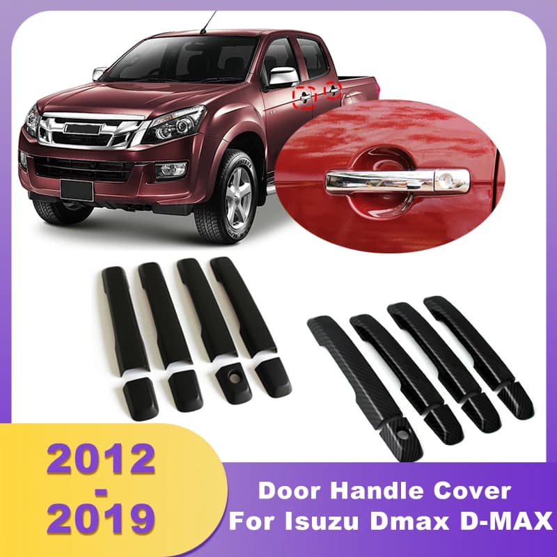 Side Door Handle Cover Handles Trim Strip Chrome Carbon Fiber Black For Isuzu d-max 2012 2013 2014 2015 2016-2019