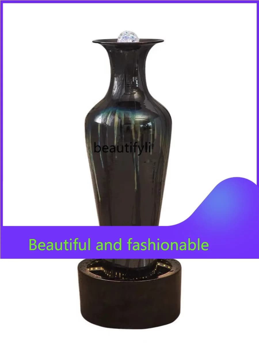 Ceramic Water Fountain Decoration Floor Circulating Water TV Cabinet next to Good Fortune Ball Decoration Gift