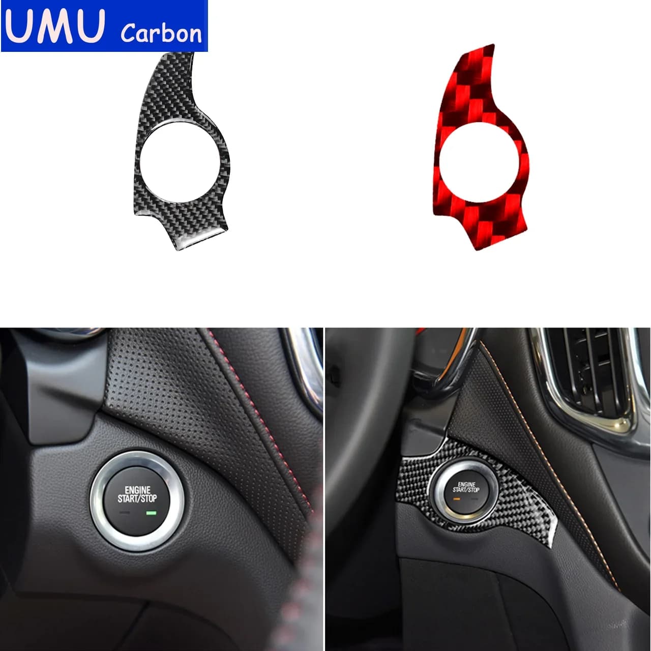For Chevrolet Equinox Trailblazer 18—22Car Accessories Carbon Fiber Engine Ignition Button Frame Cover Trim Sticker Modification