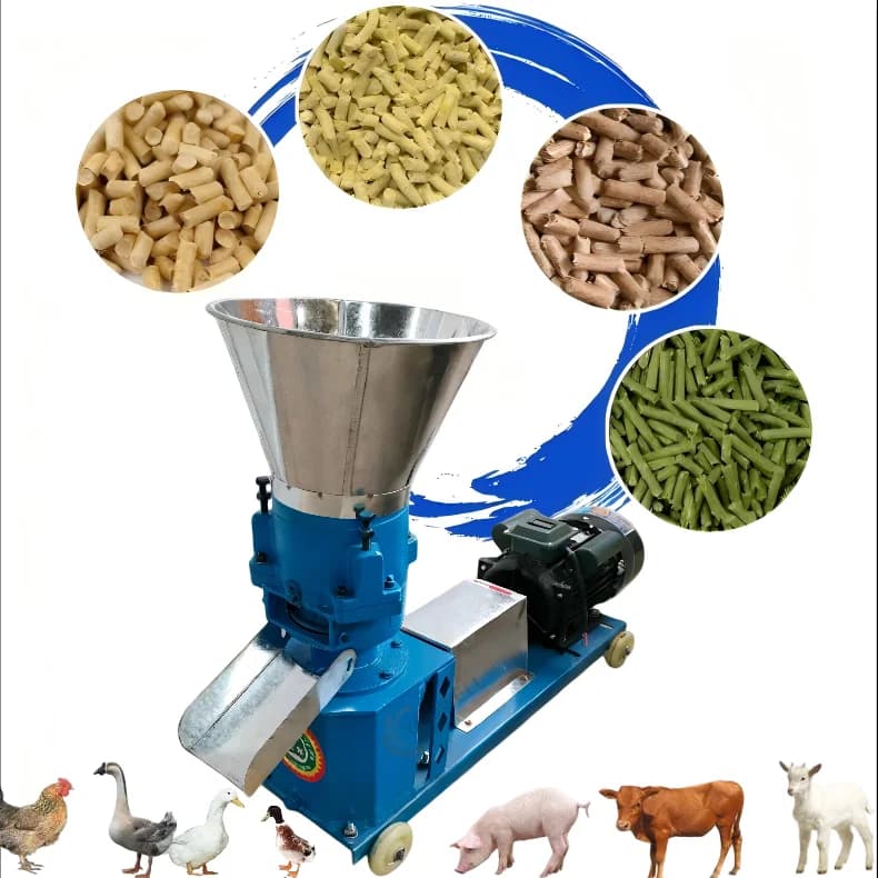New Portable High Productivity Small Home Breeding Chrome-Manganese Steel Feed Pellet Machine 150-170kg/h Adjustable Pellet Size