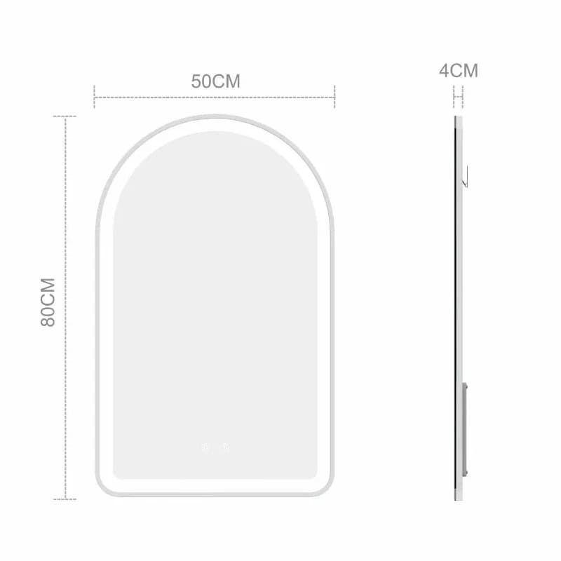 Adjustable Touch Frame Memory Function Light Emitting Diode Arched Bathroom Mirror