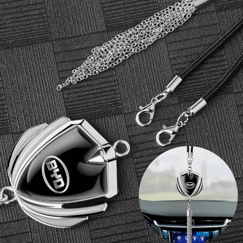 3D Metal Rear‑View Mirror Hanging Ornament For BYD Atto 3 Seal Dolphin Han Tang Song Yuan Car Logo Pendant Interior Decor Access