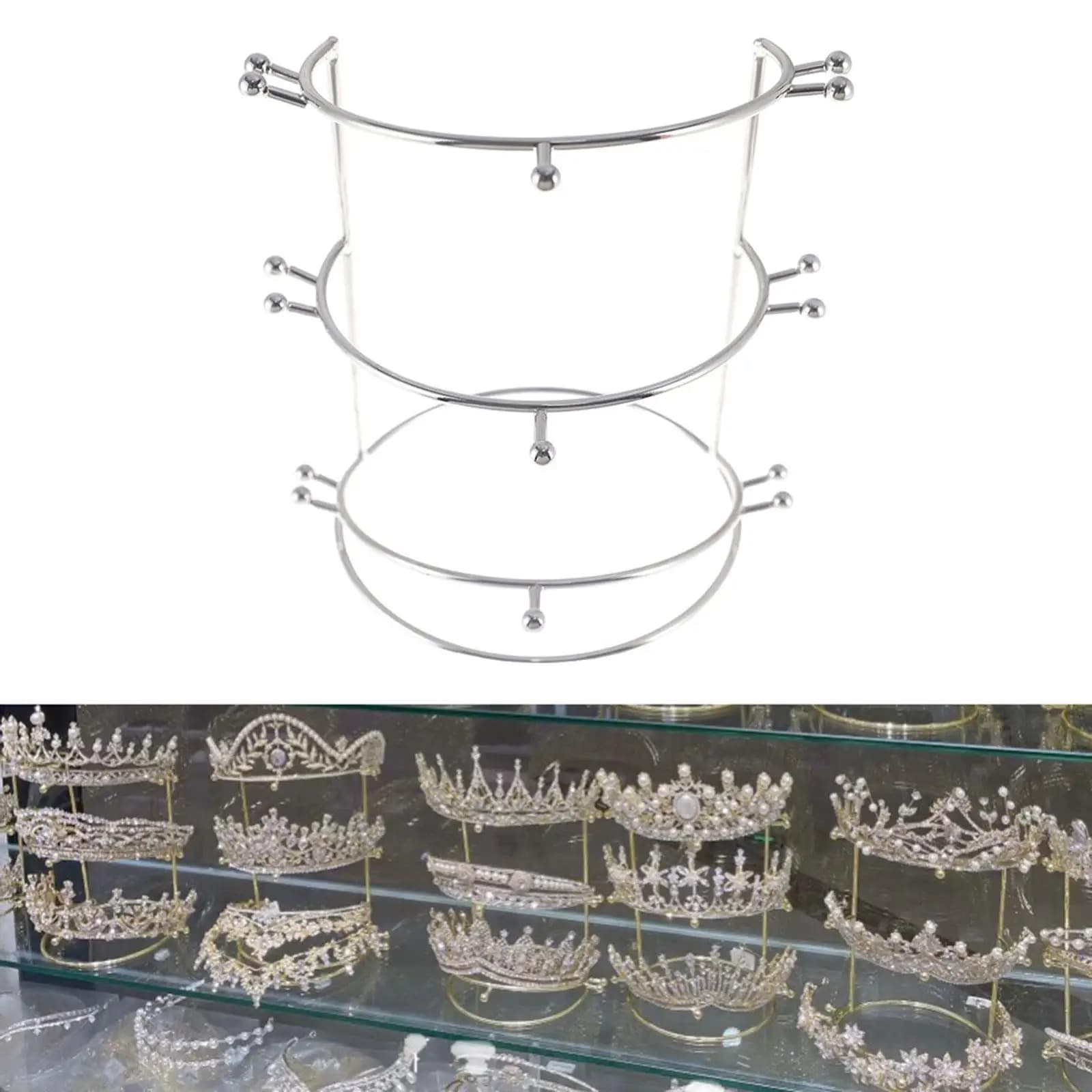 Metal Headgear Holder Hair Crown Stand Hairband Headgear Organizer Shelf for Bridal Shop Headpiece Displaying Rack