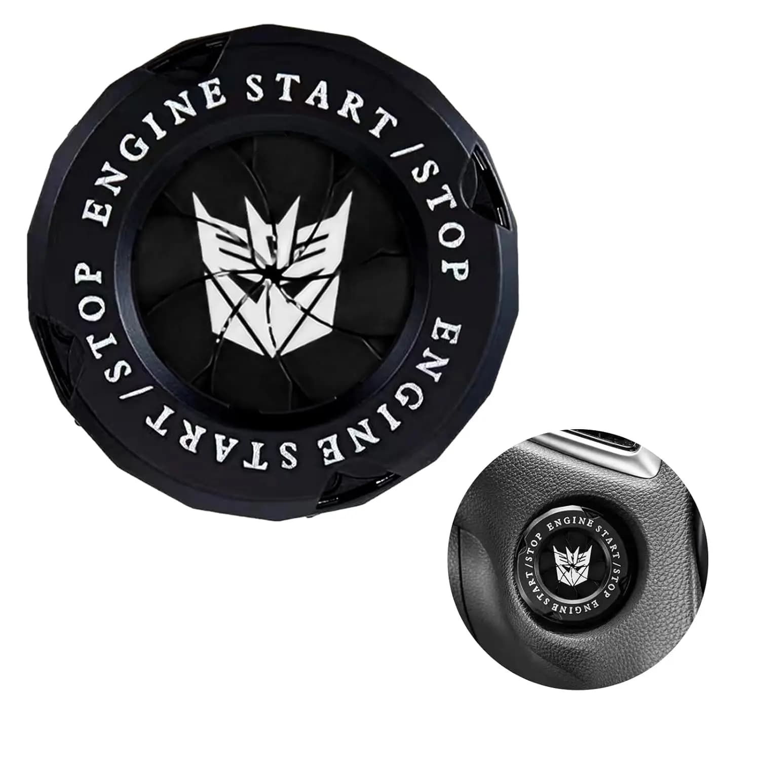 1pc Universal Car Engine Start Button Cover, Car Stickers Interior Decor, Car Motorcycle Ignition Key Switch Cover(Decepticons)