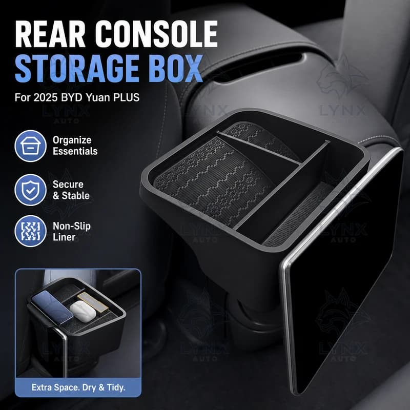For 2025 BYD Yuan PLUS Rear Center Console Screen Storage Box Car Storage Organizer Interior Modification Accessories