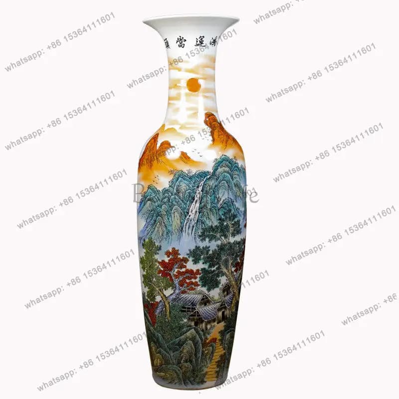 Good luck, high-end hand-painted ceramic large vase decorative floor ornament