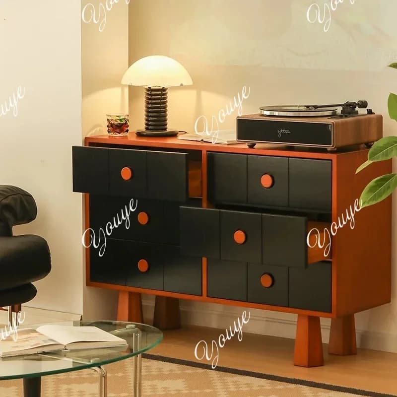XM Painted Bucket Cabinet Italian Minimalist Six-bucket Entrance Cabinet Living Room Wall Corridor Decorative Locker