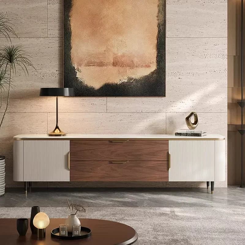 Custom Drawers Tv Cabinet European Minimalist Designer White Tv Cabinet Modern Luxury Brown Muebles De Sala Furniture Home