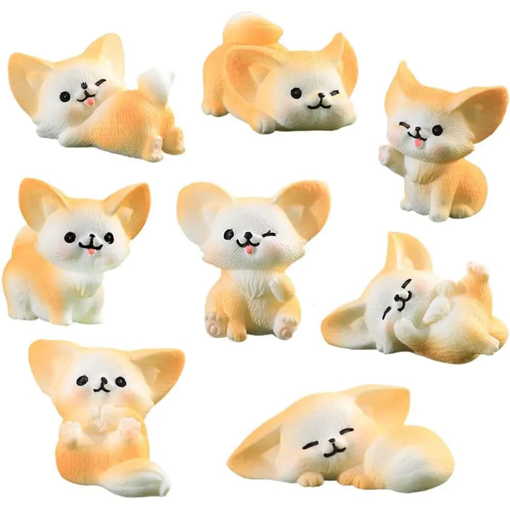 4/8 Pcs Mini Fox Animal Miniature Figurines Fairy Garden Moss Landscape DIY Terrarium Crafts Ornament