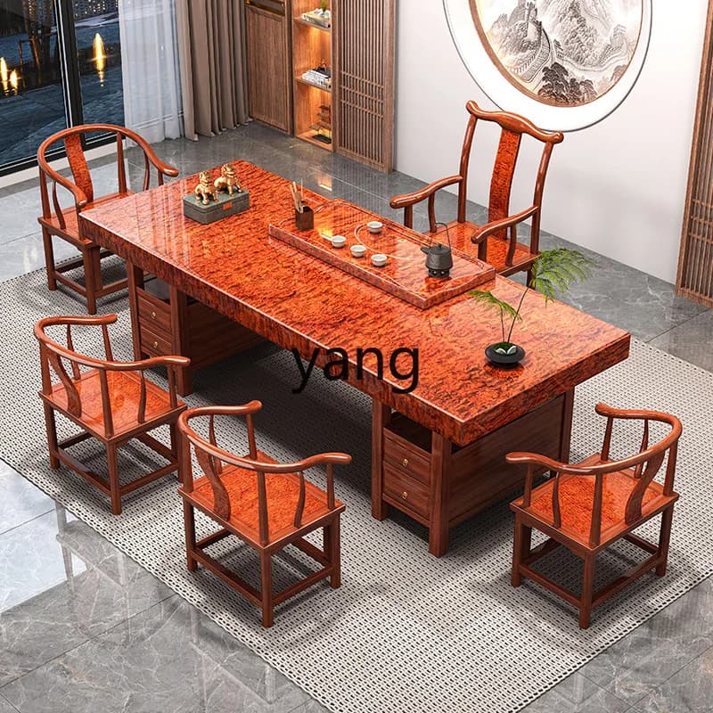 LTT Chinese Solid Wood Bar Pattern Tea Table Company Household Kung Fu Full Set Storage Office Tea Table