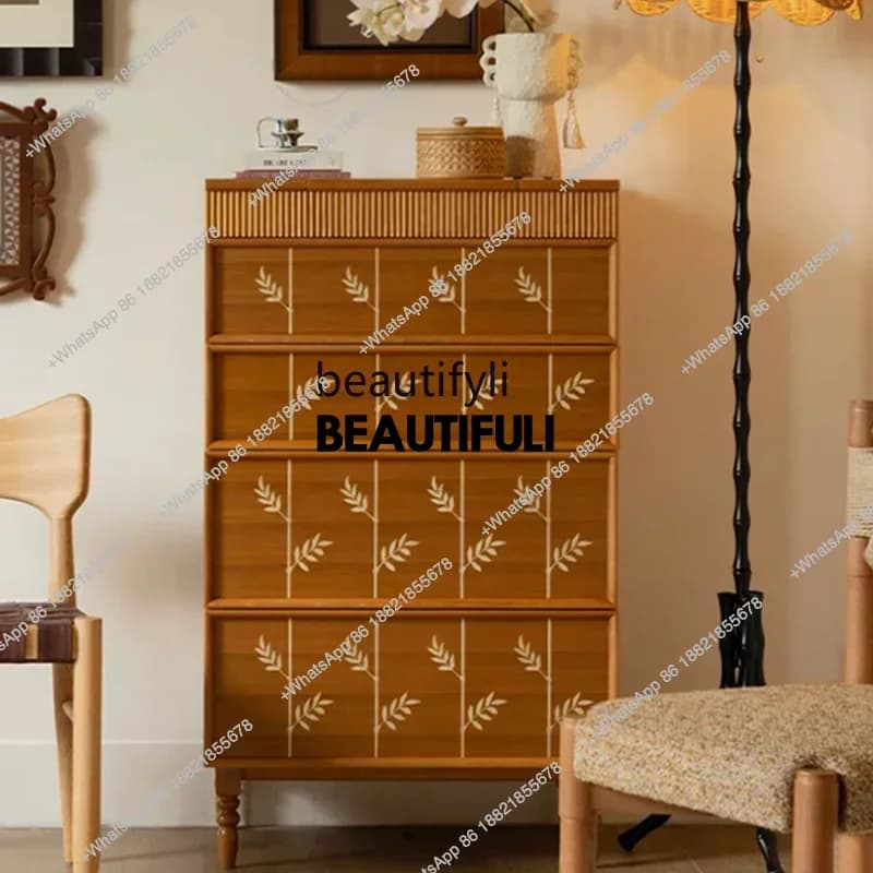 ss8350 Medieval solid wood chest of drawers French retro American retro multi-functional storage cabinet