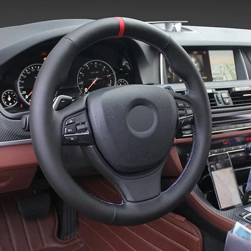 Alcantara Steering Wheel Cover Real Leather M Colors Thread Red Stripe Car Accessoires for BMW M5 F10 F11 F07 F12 F06 F01 F02 X5