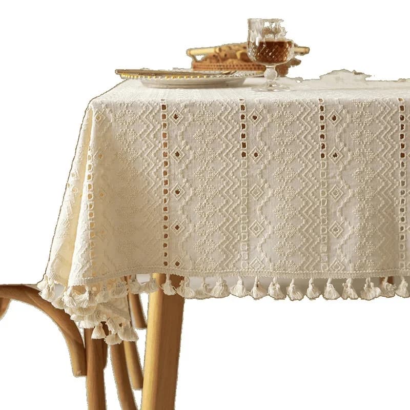 Japanese cotton and linen tablecloth Nordic log dining table American simple tablecloth