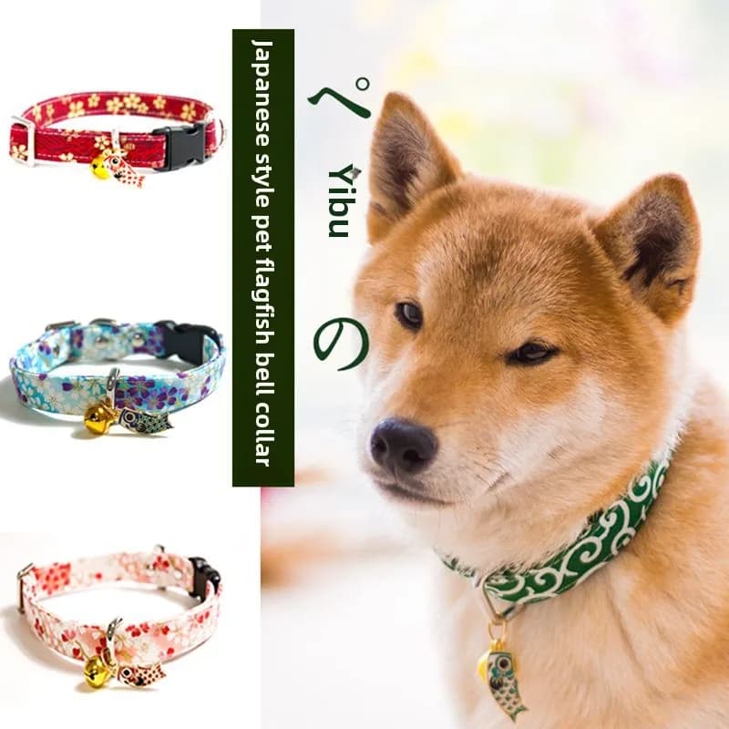 Japanese Style Bronzing Pattern Cat Collars Small and Medium Dog Collar Dogs Accessories Corgi Shiba Inu Colar Para Cão
