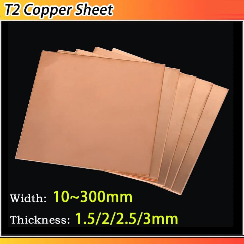 1~4pc T2 Copper Plate Pure Copper Sheet Metal Sheet Foil Plate Copper Sheet  Thickness: 1.5mm 2mm 2.5mm 3mm Width: 10~300mm