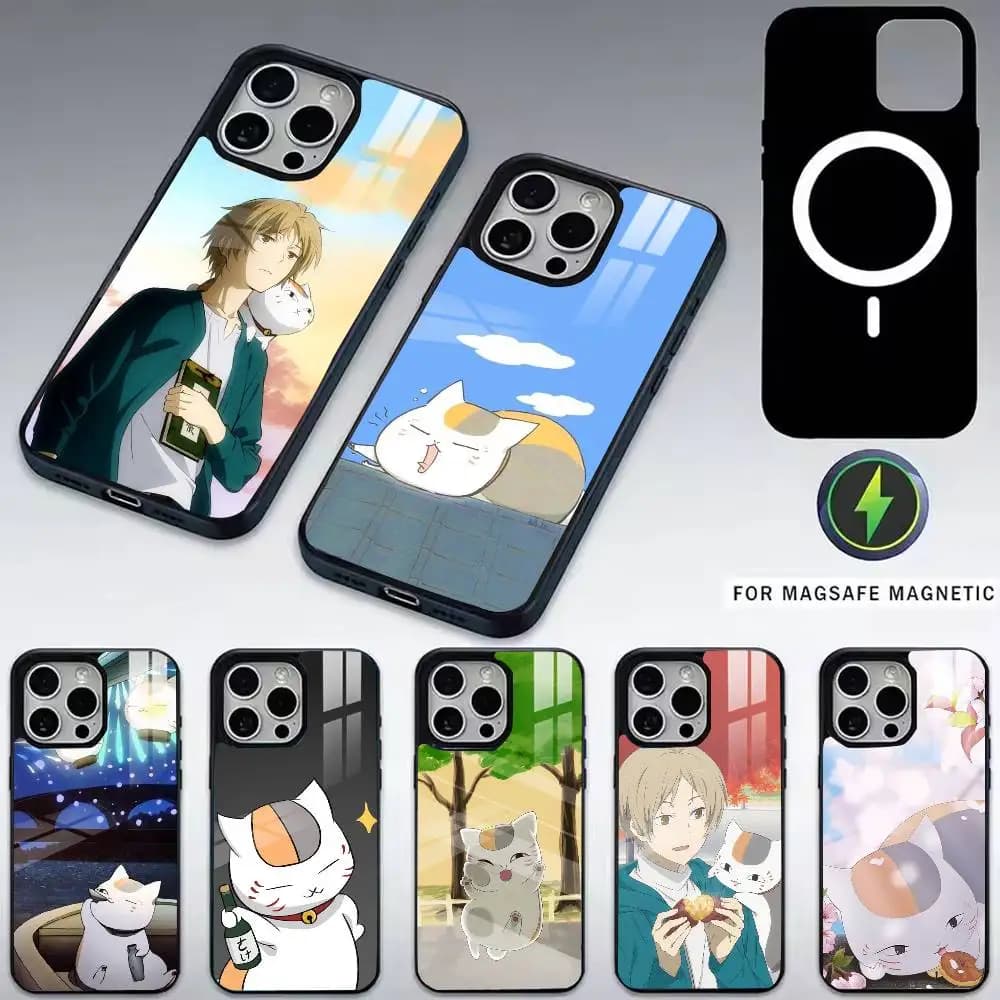 Natsume Y-yuujinchou Nyanko Phone Case For iPhone17,16,15,14,13,12,11 Plus,Pro Magnetic with Magsafe Wireless Charging