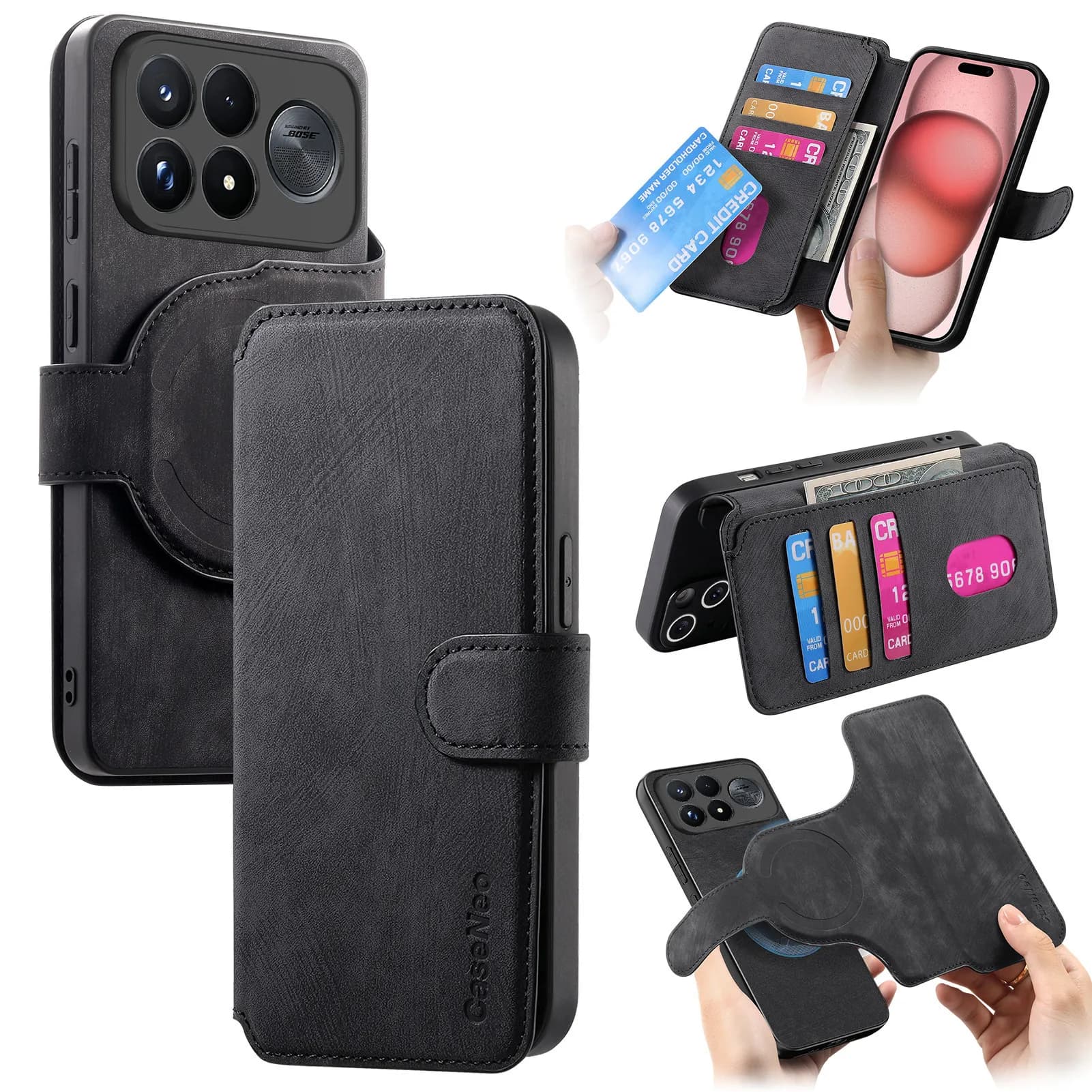 Luxury Wallet Leather Cards Magnetic Flip Case For POCO F9 F8 Ultra F9 F8 Pro Shockproof Protection Back Cover Accessories